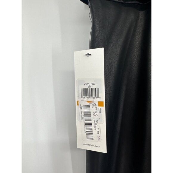 Calvin Klein Womens Black Faux Leather Skirt Size 16W New - Picture 4 of 7
